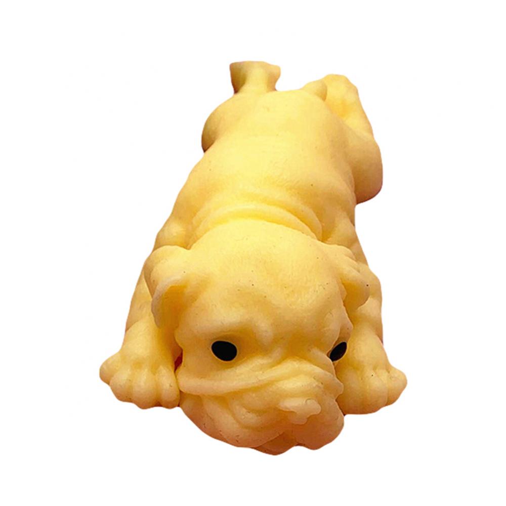 Bouledogue en Silicone souple et réaliste, jouet Animal doux et mignon, anti-Stress, pour enfants et adultes: YELLOW