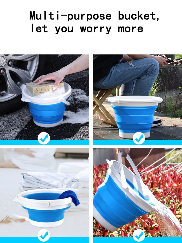 Portable Outdoor Fishing Bucket Car Washing Car Folding Bucket Multifunctional Storage Bucket Retractable Storage Box