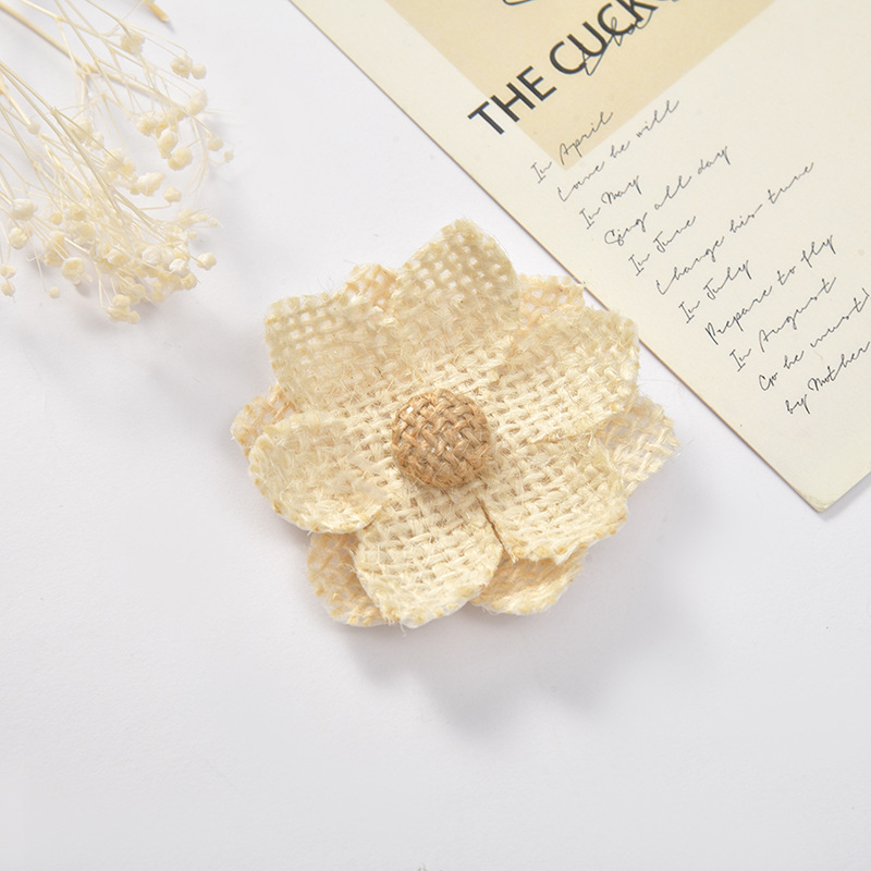 Mezcla de 10 Uds. De flores de arpillera de yute Vintage, flores rosas de arpillera hechas a mano para manualidades florales DIY, decoración para de boda y Navidad