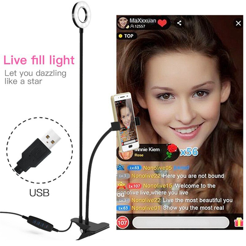 3 Modes Led Ring Licht Usb Interface Helderheid Verstelbare Vullen Licht Schoonheid Lamp Op-Camera Video Lichten Live Schoonheid lamp