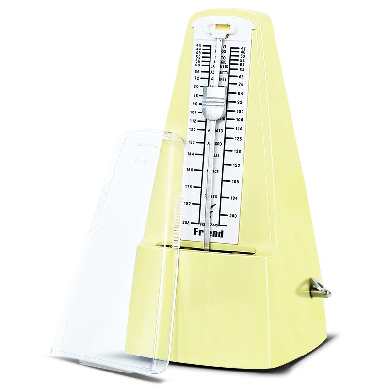 Vintage metrónomo tipo torre en miniatura para guitarra, bajo, Piano, violín, metrónomo para guitarra, timbre, anillo, péndulo mecánico, accesorios: pure Yellow