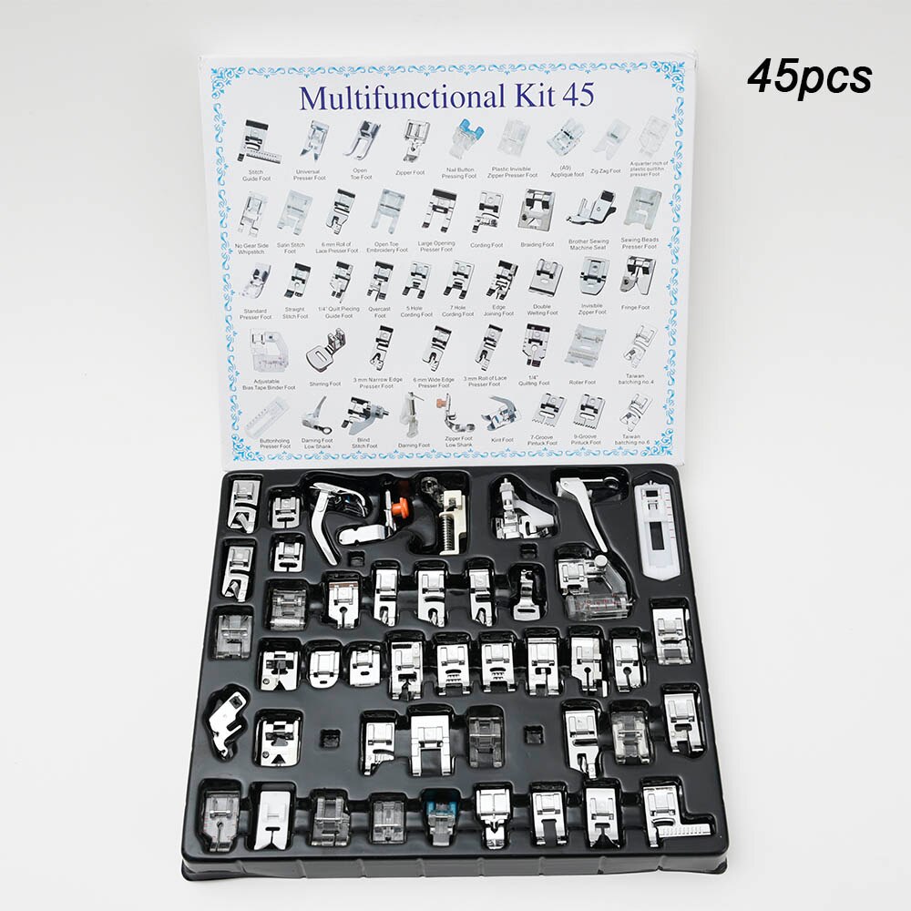 11/32/48/52/62Pcs Naaimachine Benodigdheden Presser Voet Voeten Voor Naaimachines Voeten kit Set Met Doos Voor Brother Singer Janome: 45pcs