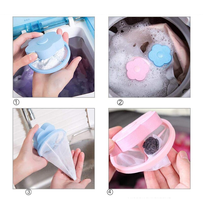 Bolsa Flotante de Lavadora para Recoger Pelusas y Pelos de Mascotas, Bola de Malla de Limpieza para Ropa y para Eliminar Cabellos