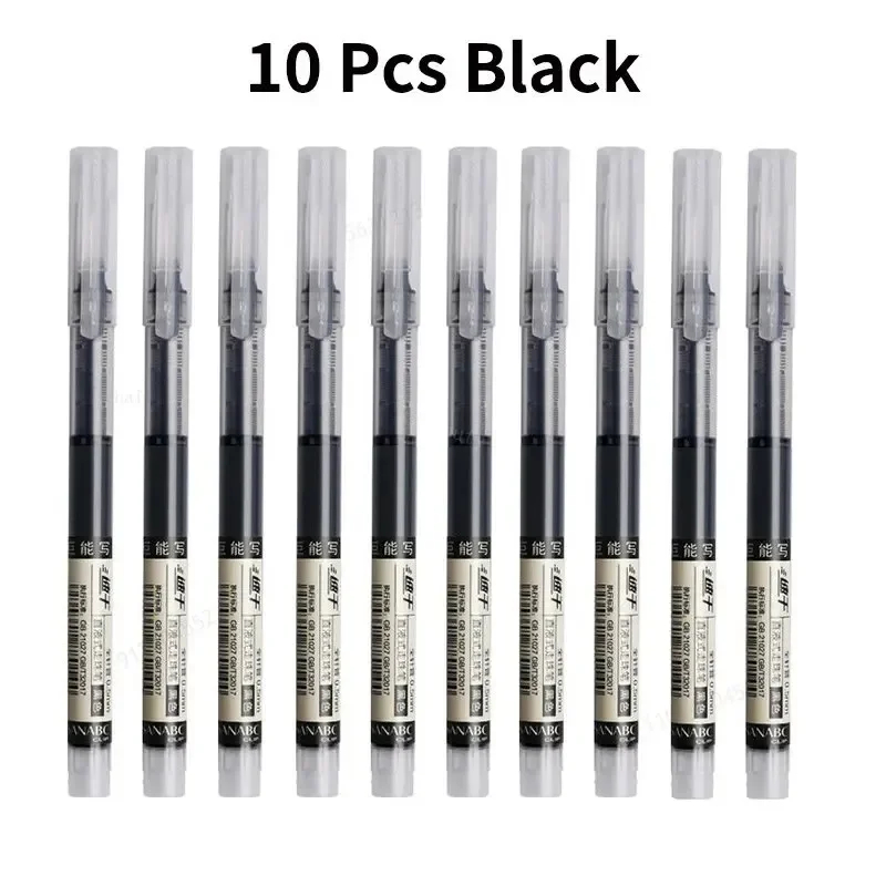 10Pcs/set Needle Type Gel Pens Straight Liquid Ballpoint Pen Kawaii Stationery School Office Supplies Writing: Red