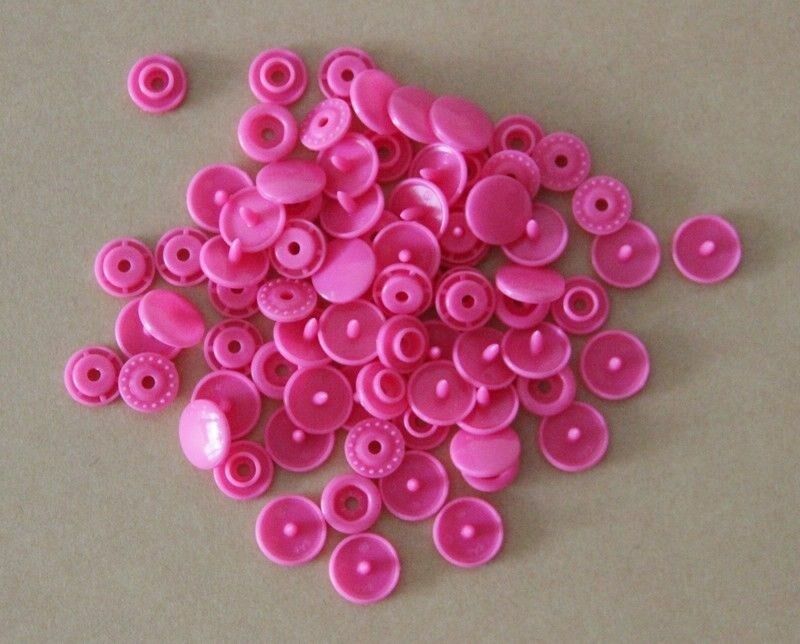 100 sets T3 Round Plastic Snap Buttons Clothes DIY Sewing Accessories Press Button: Fushia