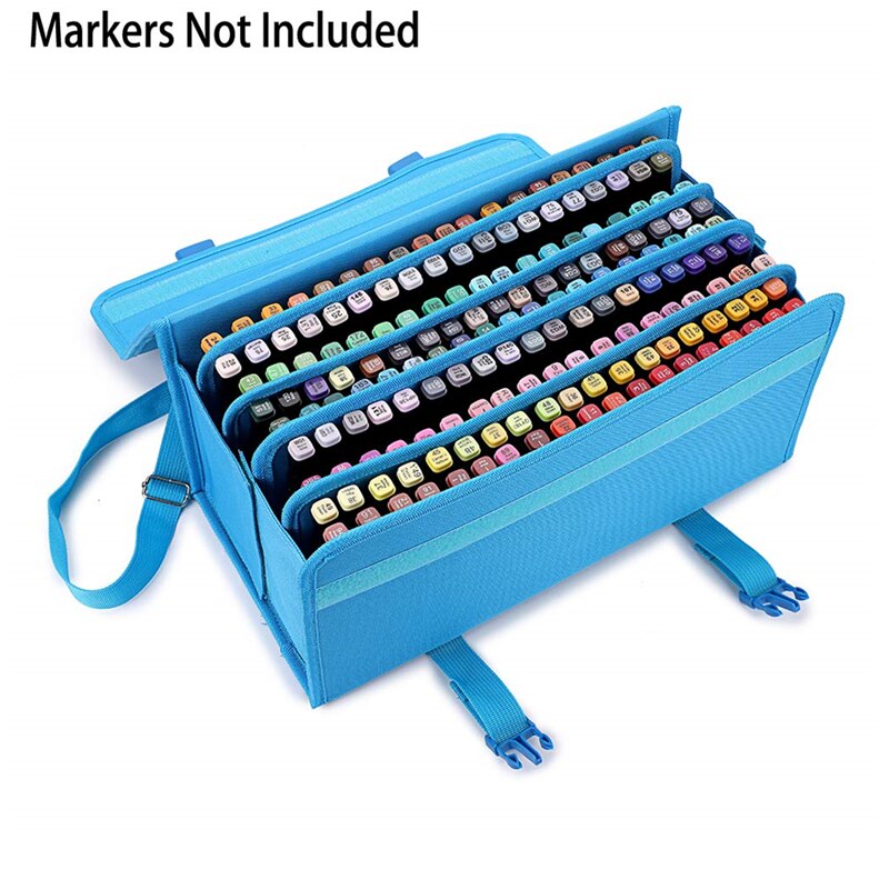 Olike 168 Slots Marker Case Organizer Houder Voor Primascolor En Copic Sketch Markers Droge Wissen Kleur Verf Markers: Blauw