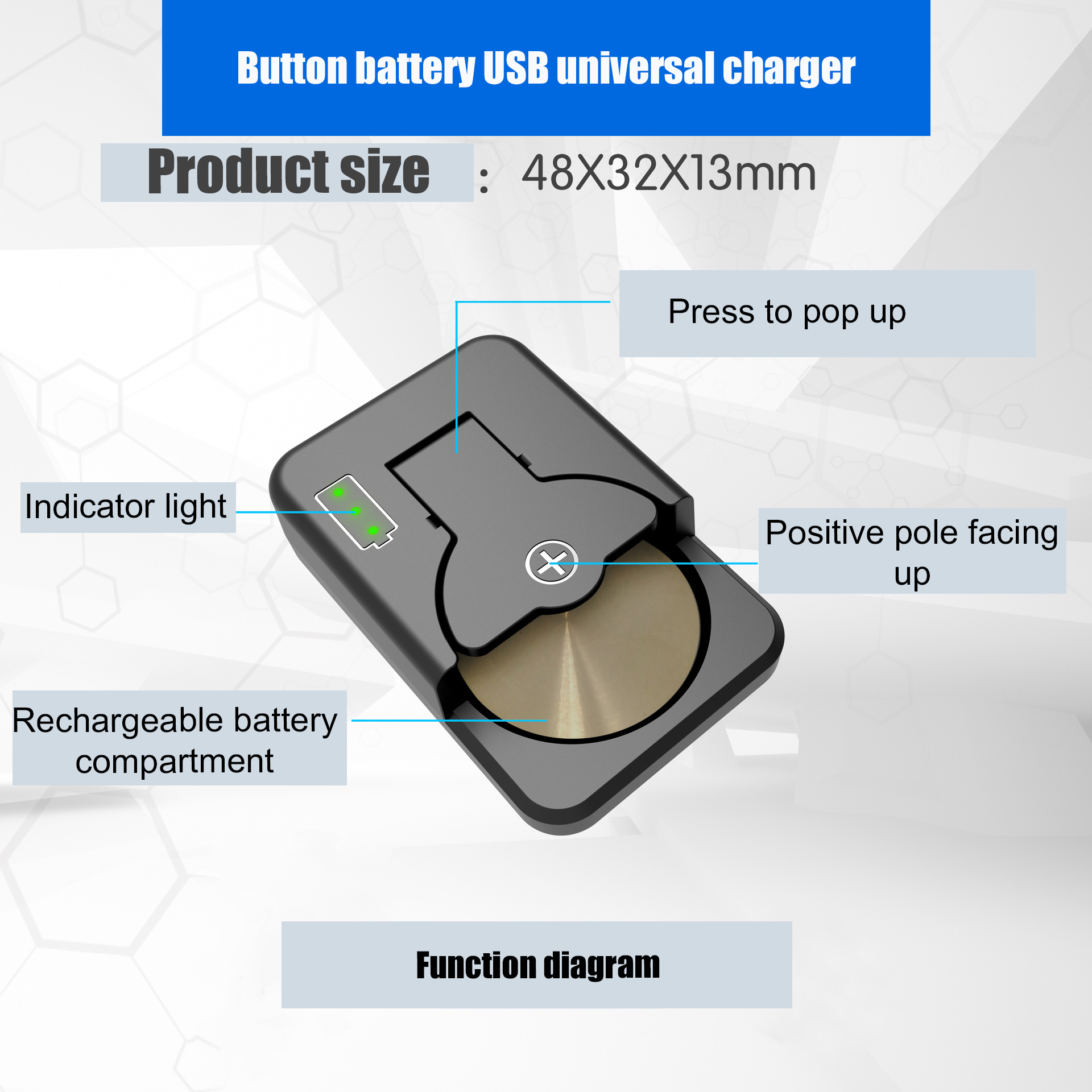 Carregador de bateria portátil de botão de lítio tipo C para vários usos domésticos Ampla compatibilidade Carregamento inteligente eficiente