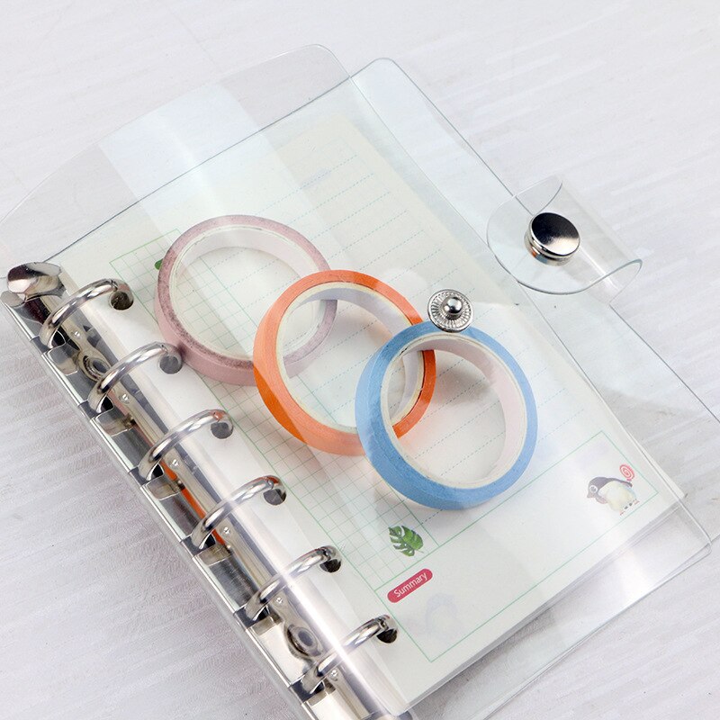 A5/A6/A7 Transparent Notebook Cover Loose-leaf Ring Binder PVC Waterproof Clear Cover Travel Notebook Stationery Cover 1pc