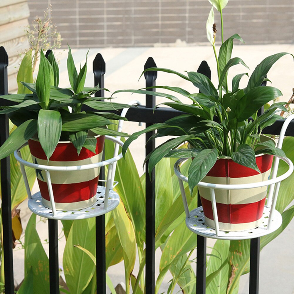 Varanda pendurado planta racks varanda redonda flor pote rack trilhos cerca janela ao ar livre ferro bonsai suporte decoração do navio da gota