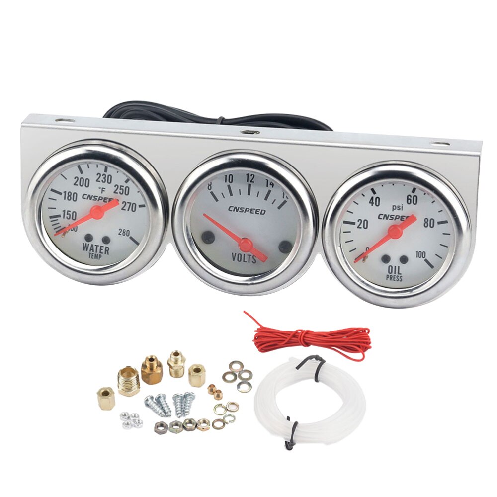 1pc Oil Meter Volt Meter Water Meter 3 in 1 Electric Premium Car Gauge Triple Gauge Kit for Car DIY Vehicle: Default Title