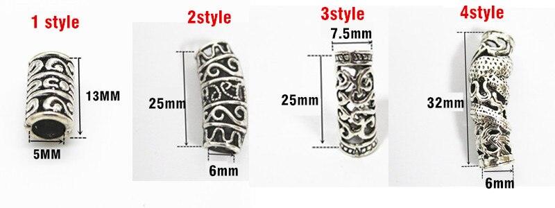 5 uds tibetano retro plata pelo trenza anillos rastas Clip cuentas no ajustable 5/6/7MM agujero interior Peluca de bricolaje accesorios cuentas