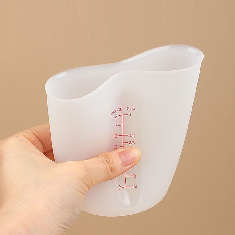 Tasse à mesurer en Silicone avec échelle, tasse à mesurer transparente, tasse à mesurer souple résistante à la chaleur, outil de cuisson 1 pièce