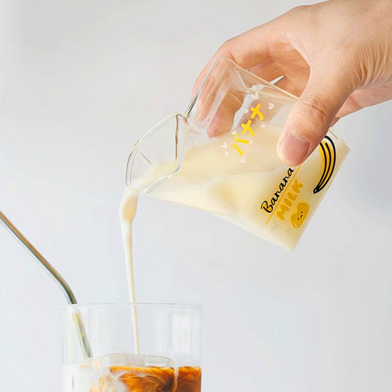 Sales Novelty Half Pint Creamer Milk Cute Carton Glass Cup Coffee Glass Juice Cup Unique Pure Handmade Crafts