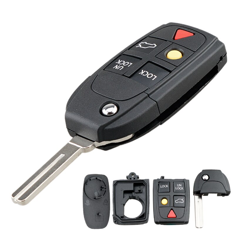 5 Buttons Car Key Fob Case Shell Replacement Flip Folding Remote Cover ...