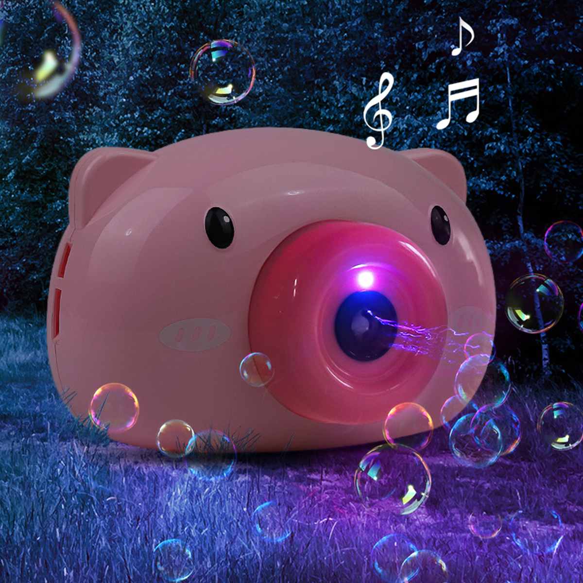 Cartoon Bubble Machine Toy With Bubble Water Pink Pig Electric Bubble Blowing Camera Water Bubble Game Music Outdoor Toys