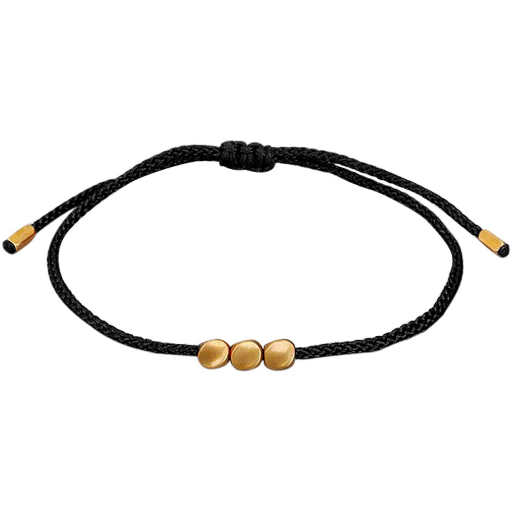 Eastisan Buddhism Handmade Tibetan Copper Beads Lucky Rope Bracelet & Bangles For Women Men Wax Thread wrist Jewelry Unique
