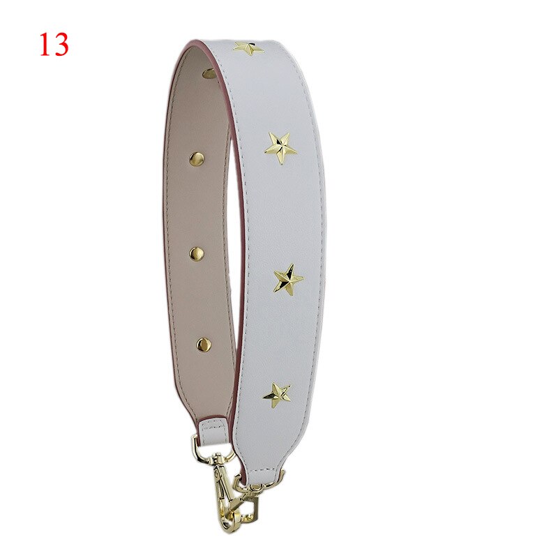 4cm bred axelrem i läderblomma lång nit pentgram crossbody-rem handväska bälte färgglad väska tillbehör: 13