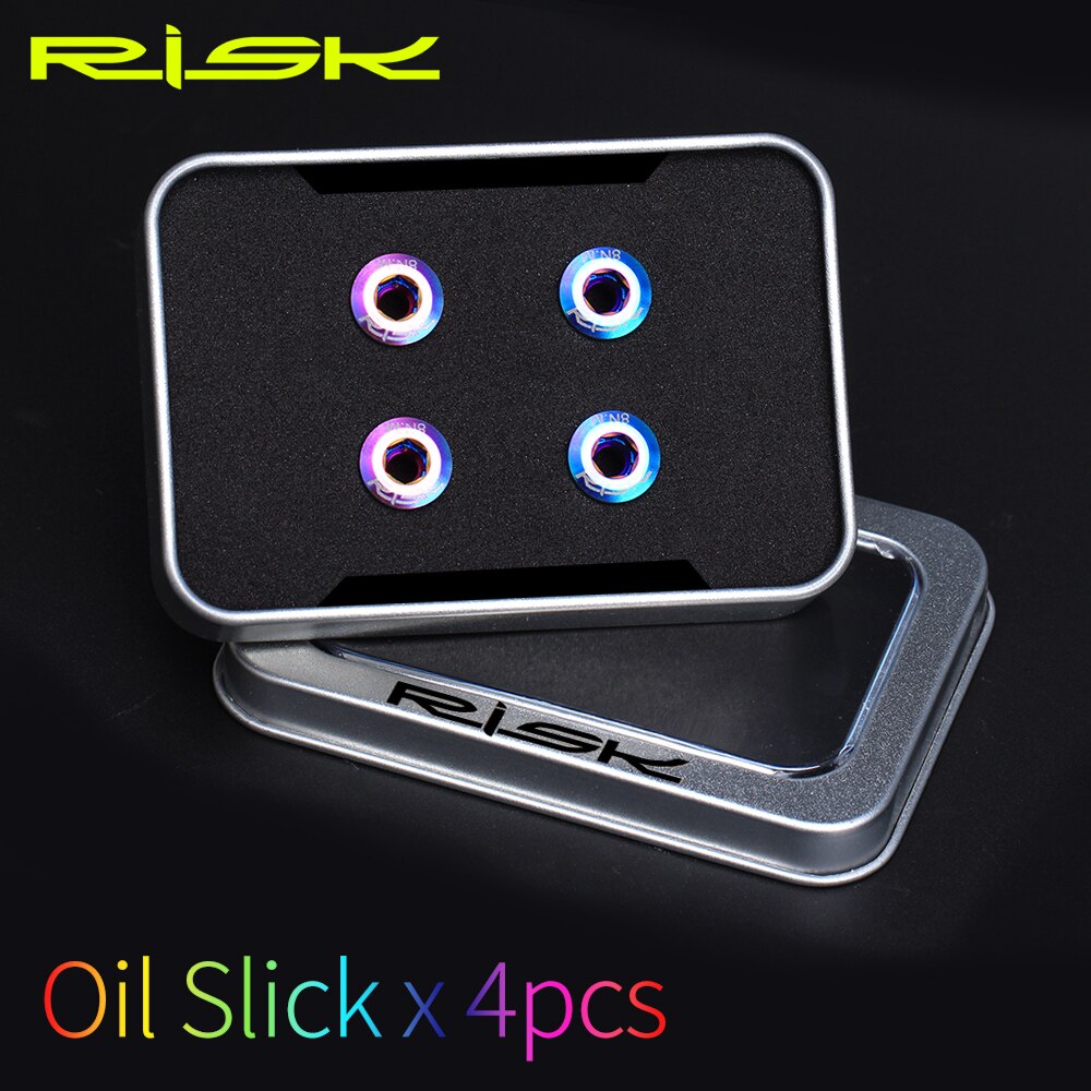 Riskcykel cykel 6.5mm växlar fästbultar för mtb mountain road & bmx cykel enkel kedjedrev kedjehjul fasta skruvar muttrar: 4 st 1 set oljebricka