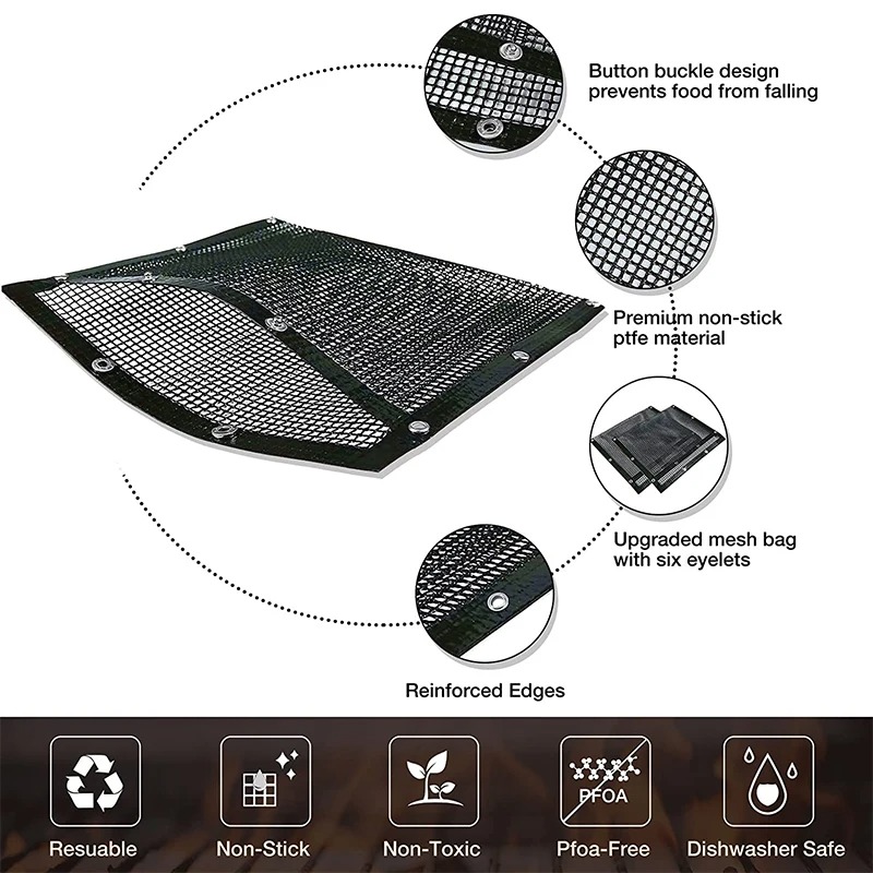 Ptfe-nett grillposer gjenbrukbare non-stick grillposer for kullgassrøykere grillposer for grønnsaksgrill