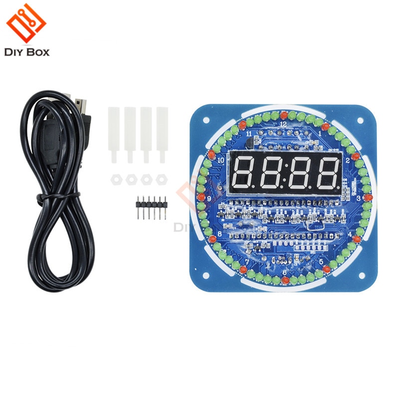 DS1302 Rotating Electronic Digital Clock Digital LED Display Module Alarm 51 SCM Learning Board 5V LED Clock Display