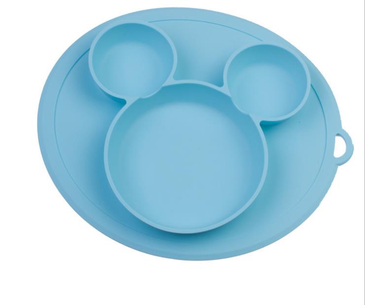 Baby Silicone Plate Kids Bowl Plates Baby Suction BPA Free Feeding Silicone Bowl Baby Silica Gel Dishes Kids Tableware: Blue