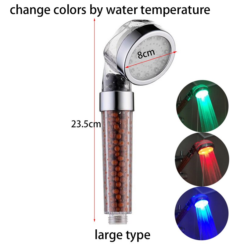 GUDOQI Led-douchekop, 3 kleuren kleurwisseling, temperatuurregeling, 3 straalsoorten, digitale temperatuurweergave, grootte 13 cm, genieten van douches