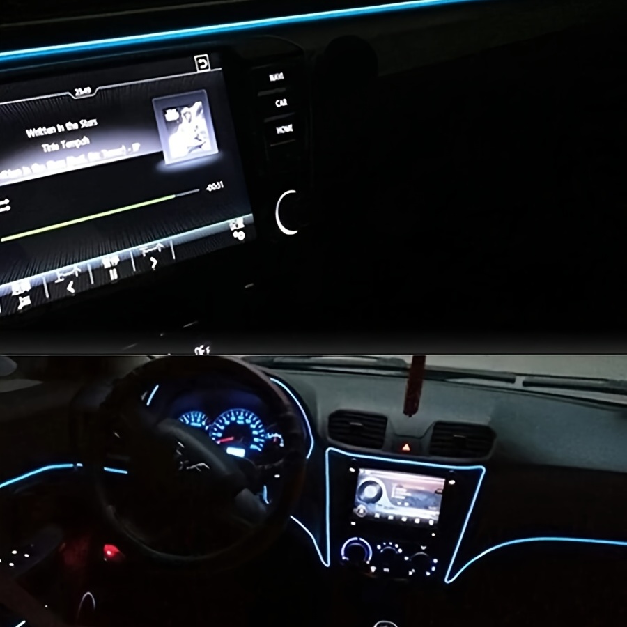 Lampe EL Cold Light Line avec USB, tableau de bord décoratif bricolage, console de tableau de bord, lumière ambiante LED automatique, accessoires d'intérieur de voiture, 3M, escales