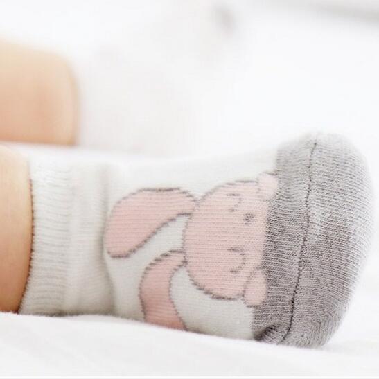 Popular 6-24 months Non-slip Baby Socks Boys Girls Cartoon Rabbit Breathable Cotton Baby Soft Socks