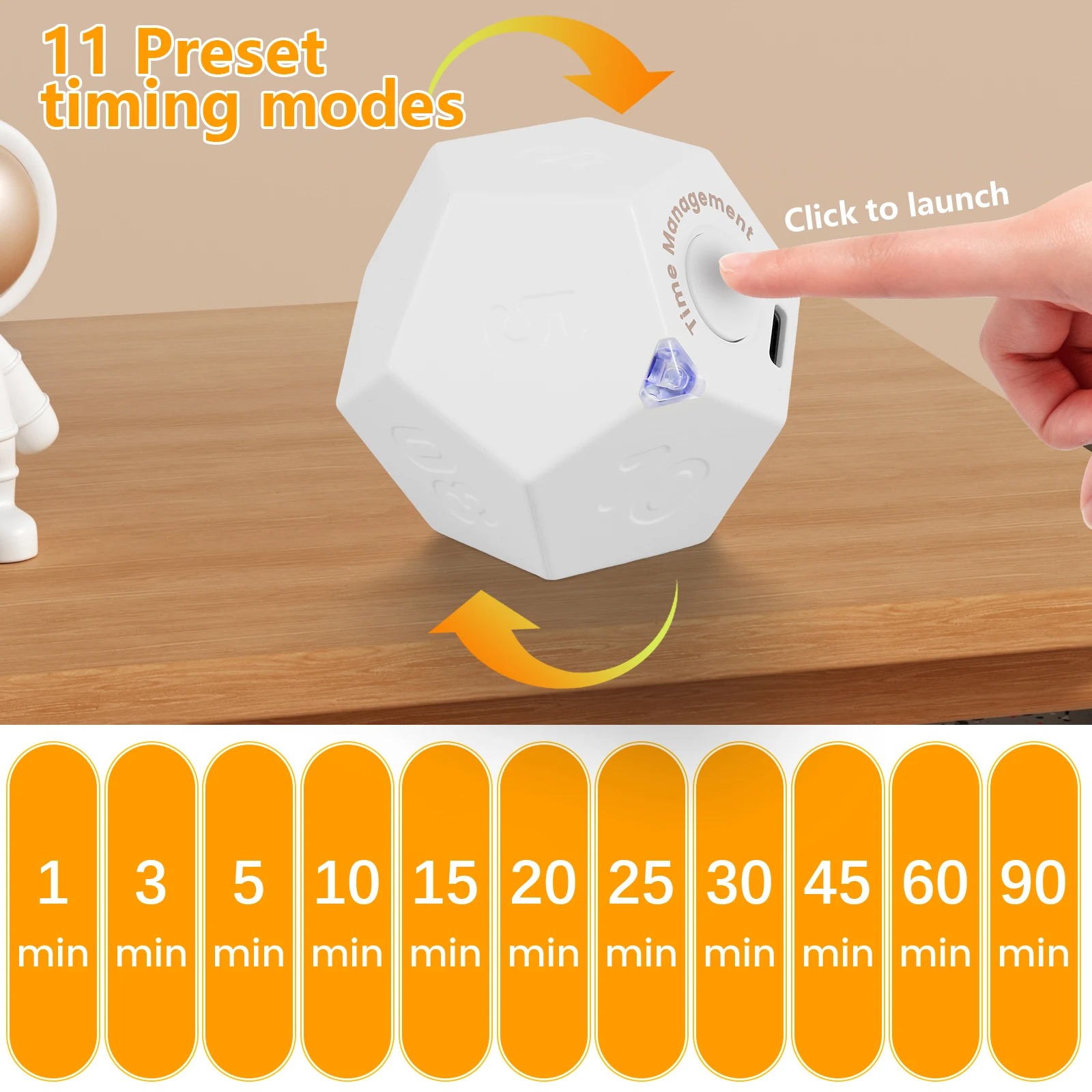Mini-Würfel-Timer, LED-Anzeige, voreingestellte Zeit, Dual-Alarmmodus, Countdown, Pomodoro, digitaler Timer, Zeitmanagement, Küche, Kochen, Studie