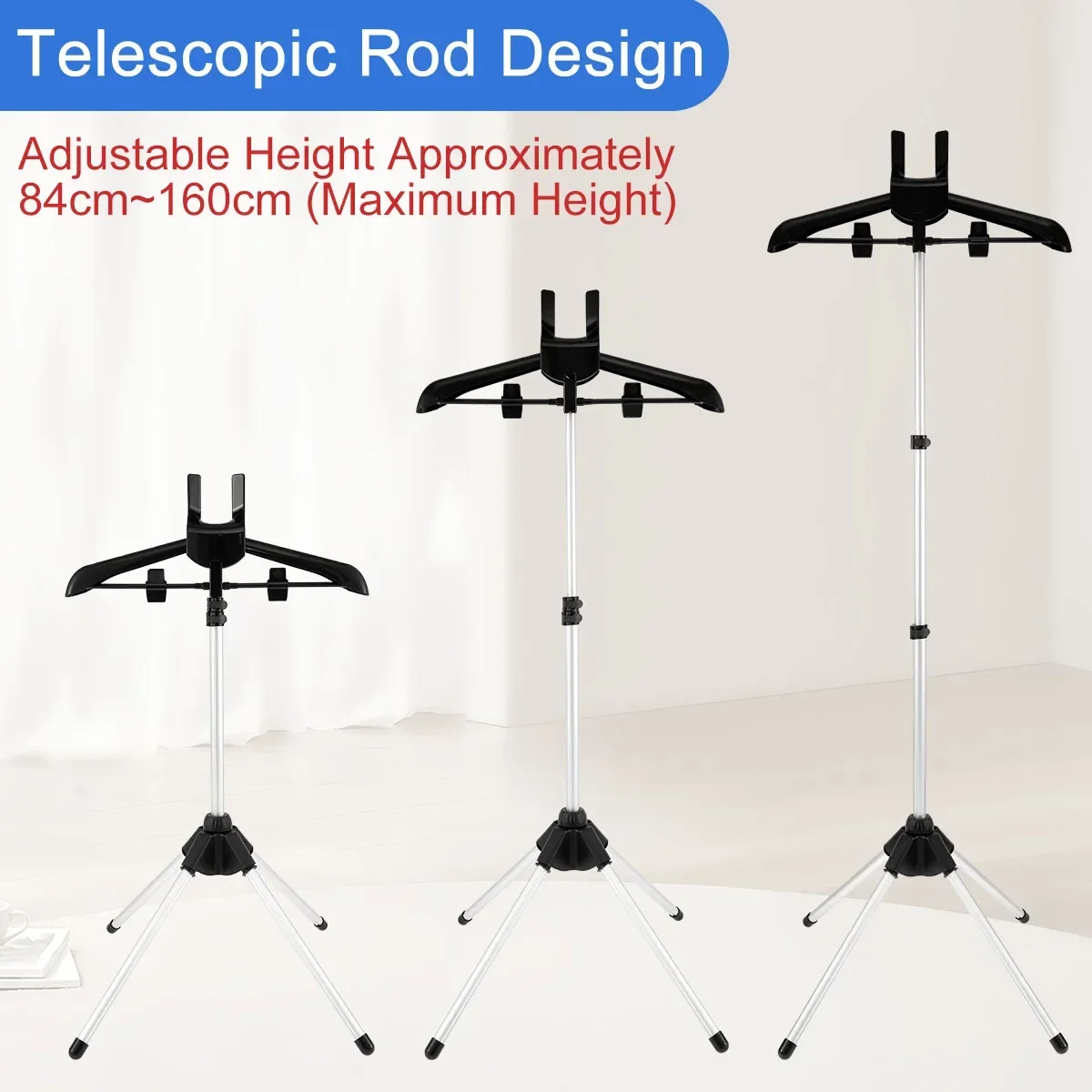 Rack telescópico para vapor de roupas, dobrável, tecido vertical, pendurado e engomar, suporte portátil para engomar a vapor, cabide de pano
