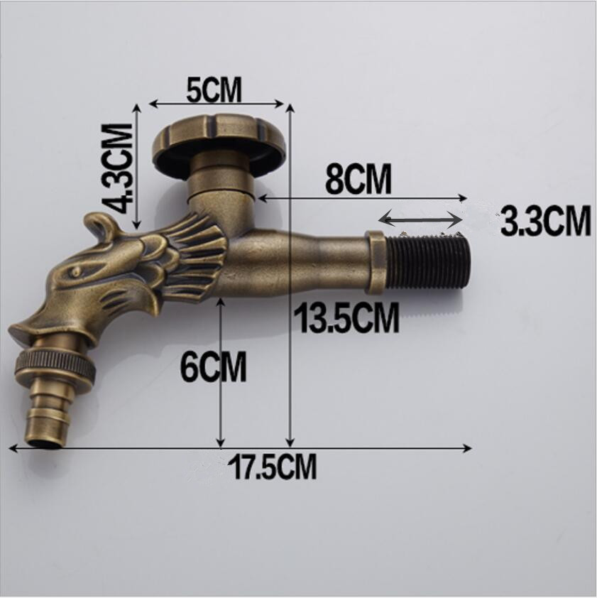 Dragon Water Faucet Outdoor Garden Cold Water Tap Laundry Bathroom Wetroom Kitchen Wall Mounted Sink Faucet Tap Spigot Bibcocks