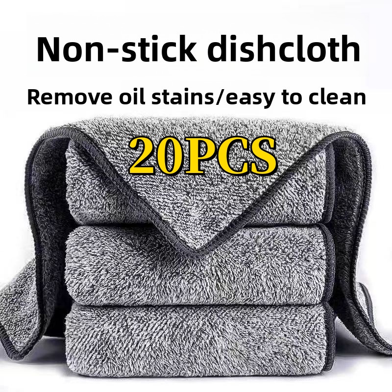 20Pcs Dishcloth Rag Clean Kitchen Non-oil Decontamination Thickened Wipe Table To Absorb Water and Remove Oil: green