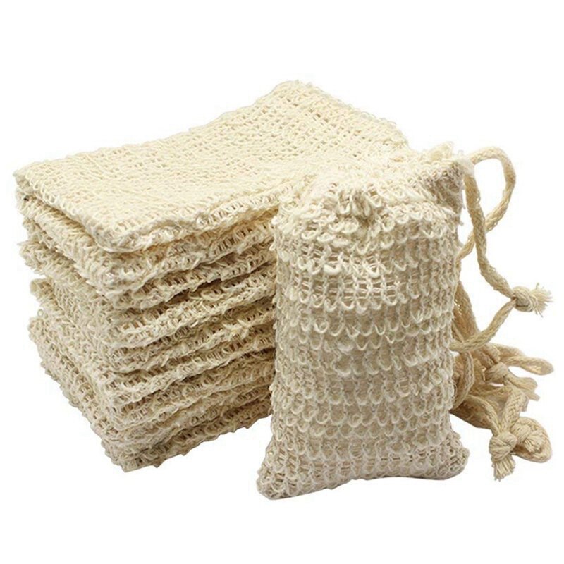 Brusebad sisal sæbe taske naturlig sisal sæbe taske eksfolierende sæbe saver poseholder 50 stk: Default Title