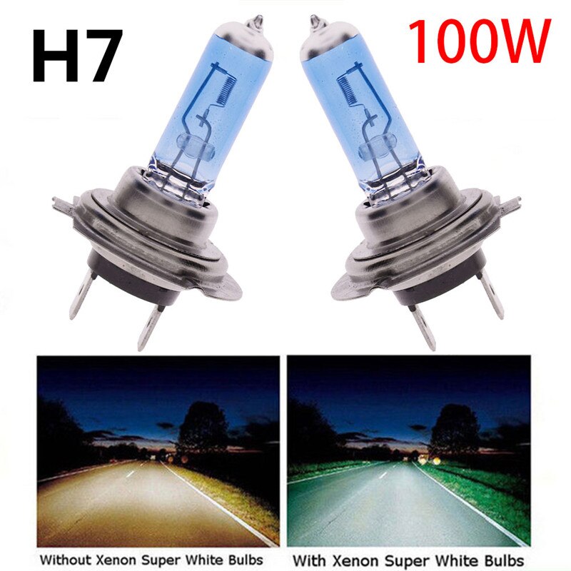 Ampoules H7 pour phare de voiture au xénon, blanc, haute luminosité, Ultra longue durée de vie, gaz, faible consommation, Canbus, H7, 6000K, 100W COB, 2 pièces