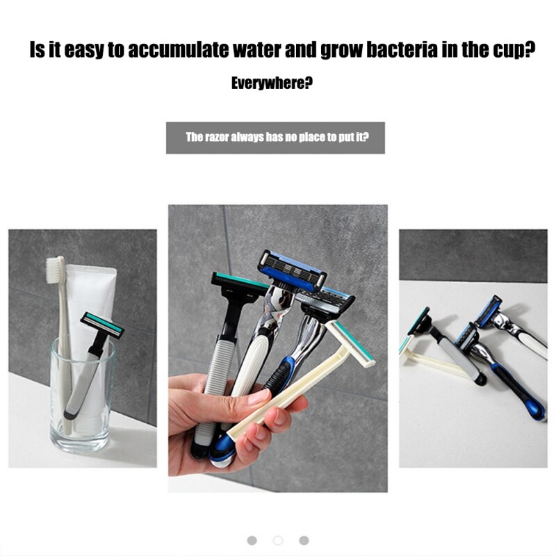Scheerapparaathouder wandmontage, stootvrije scheerapparaathouder van roestvrij staal voor mannen, badkamer, viscose scheermeshaak, scheermeshouder