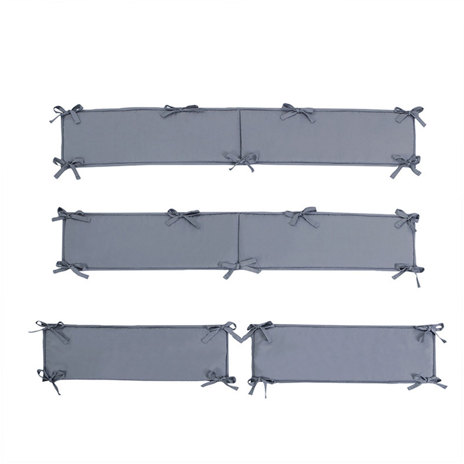 4pcs/set Removable Washable Bed Solid Liner Protector Guard Pad Anti-collision Baby Crib Bumper For Boys Girls Thicken Nursery: Grey