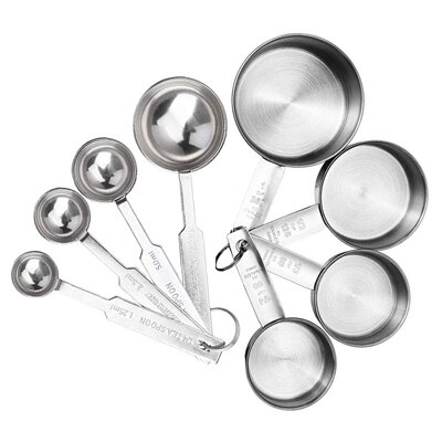 Maatbekers Stapelbaar Keuken Maatlepel Set Rvs Eetlepels Thuis Maatbekers En Lepels Set: 8pcs measuring cup