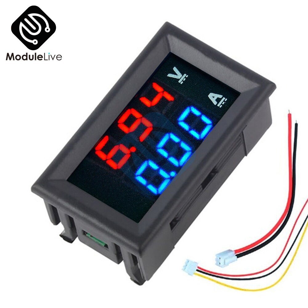 Mini Digitale Voltmeter Ampèremeter Dc 100V 10A Panel Amp Voltage Volt Current Meter Tester 0.56 ''0.56Inch Blauw red Dual Led Display: DC 100V 10A