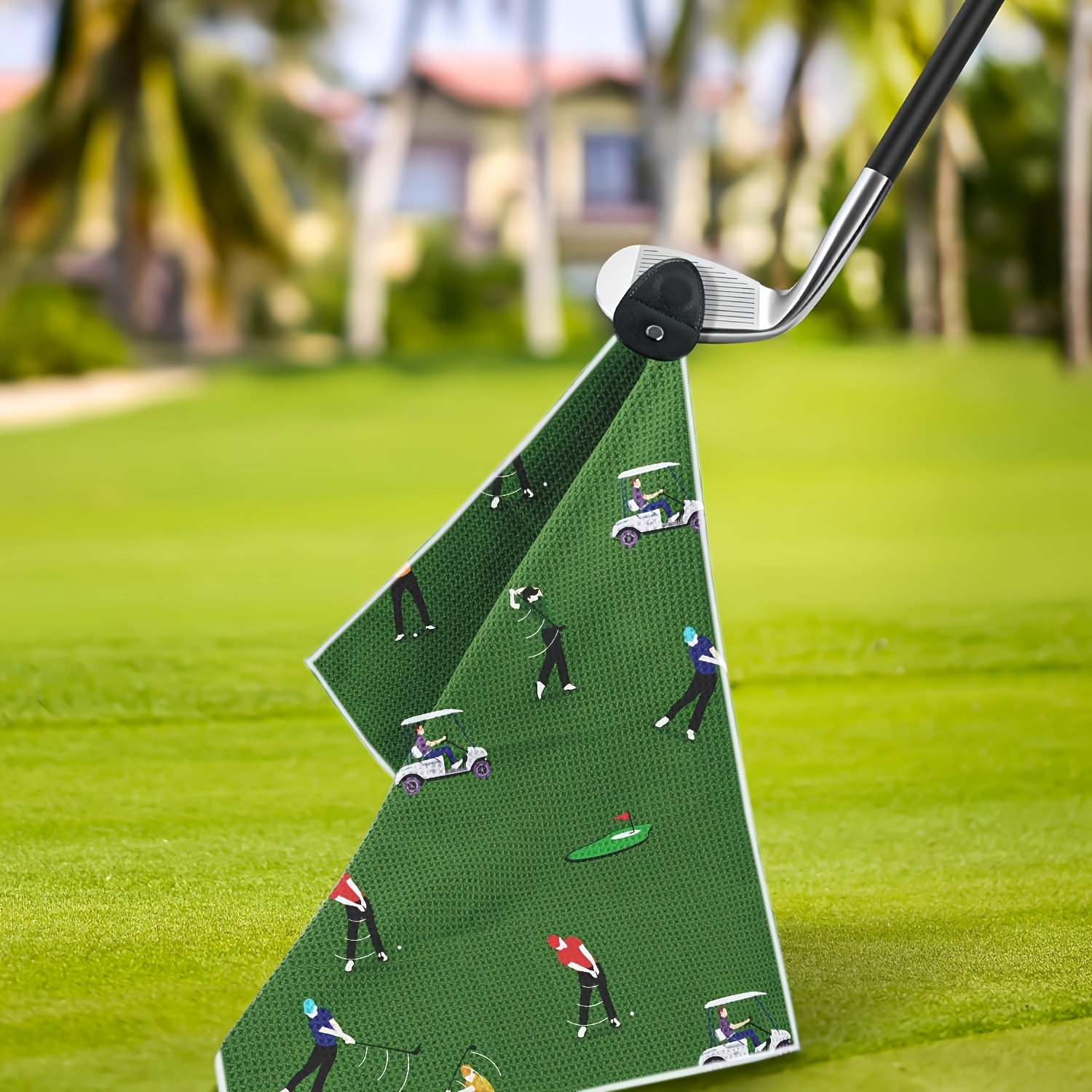 1 szt. Magnetyczny ręcznik golfowy robić torby golfowej dla mężczyzn i kobiet, dla fanów golfa, prezent na emeryturę, ręcznik golfowy z mikrofibry o wzorze waflowym: zielony