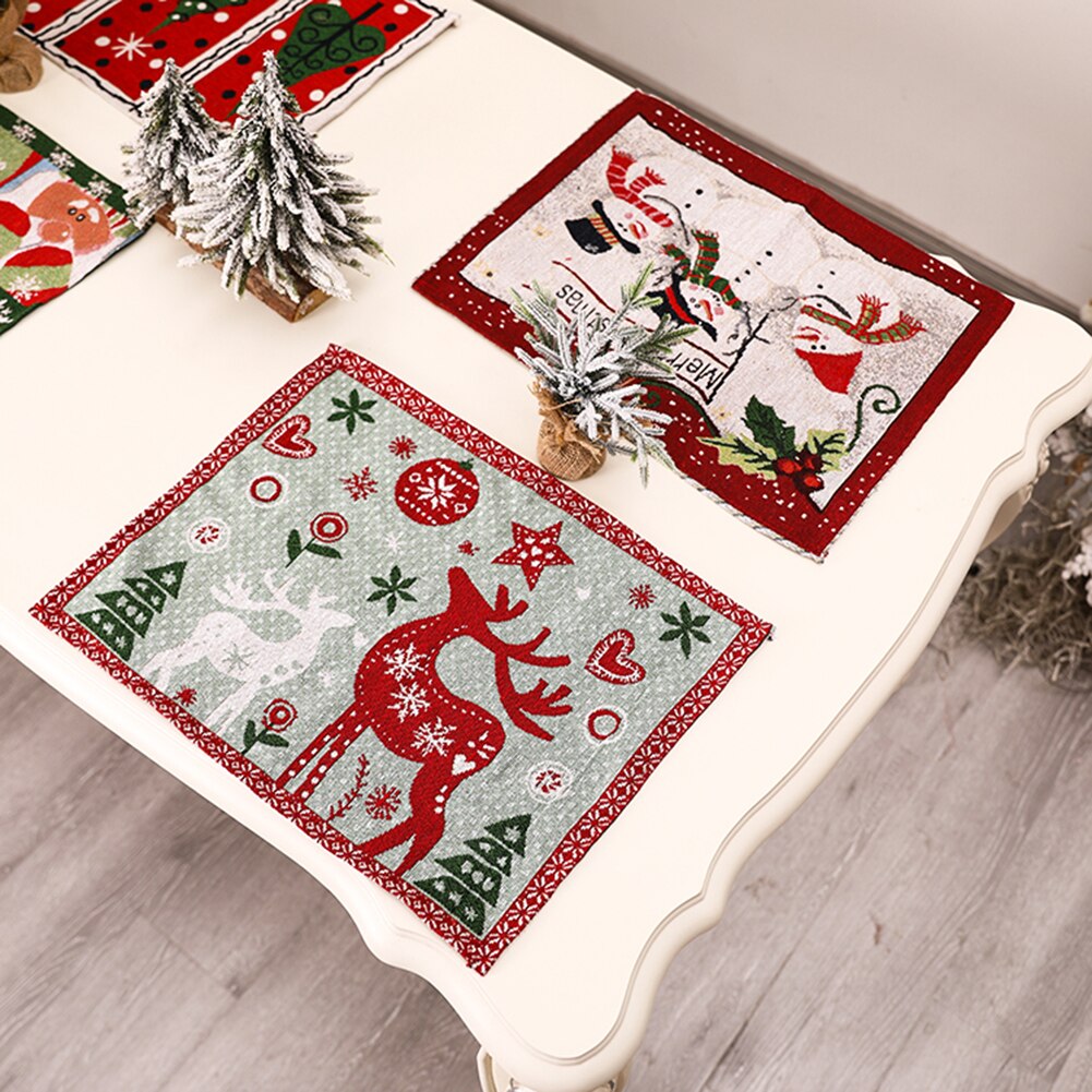 Year Dinner Party Table Decors Christmas Heat Resistant Table Mat Desktop Cutlery Tableware Cup Placement Pad
