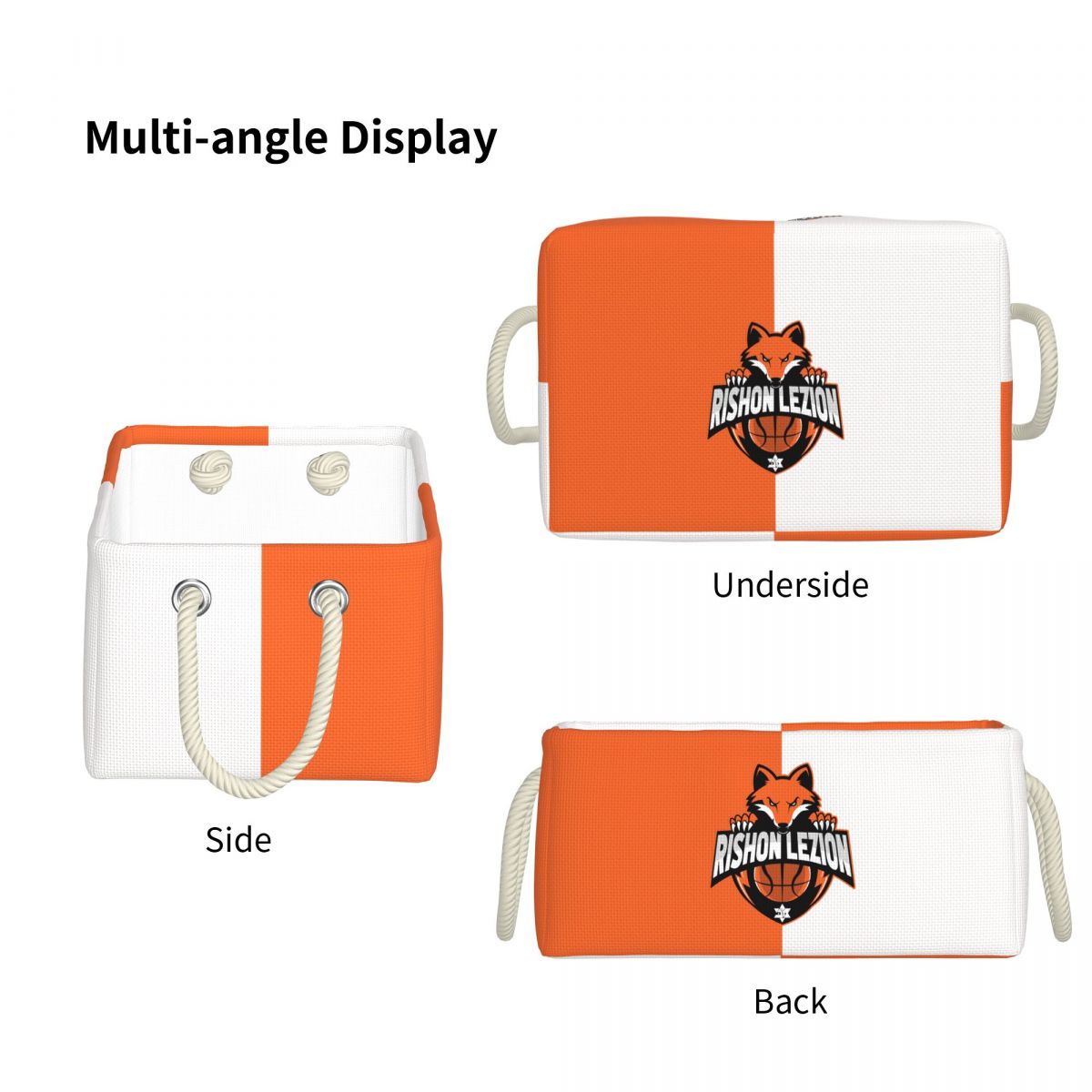 Maccabi Rishon LeZion Bc Rectangular Storage Box Basket - Fabric Storage Bin Organizing Toys, Nursery Basket, Clothing, Books