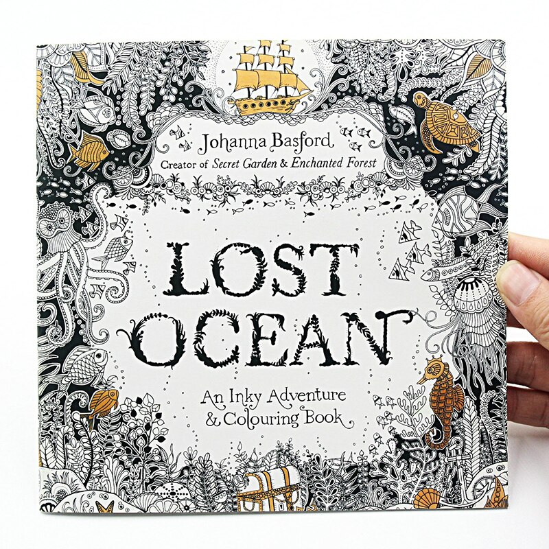 1PCS 24 Pagina 'S Verloren Oceaan Inktzwarte Adventure Kleuring Voor Kinderen Volwassen Stress Doden Tijd Schilderij Tekening Art boek