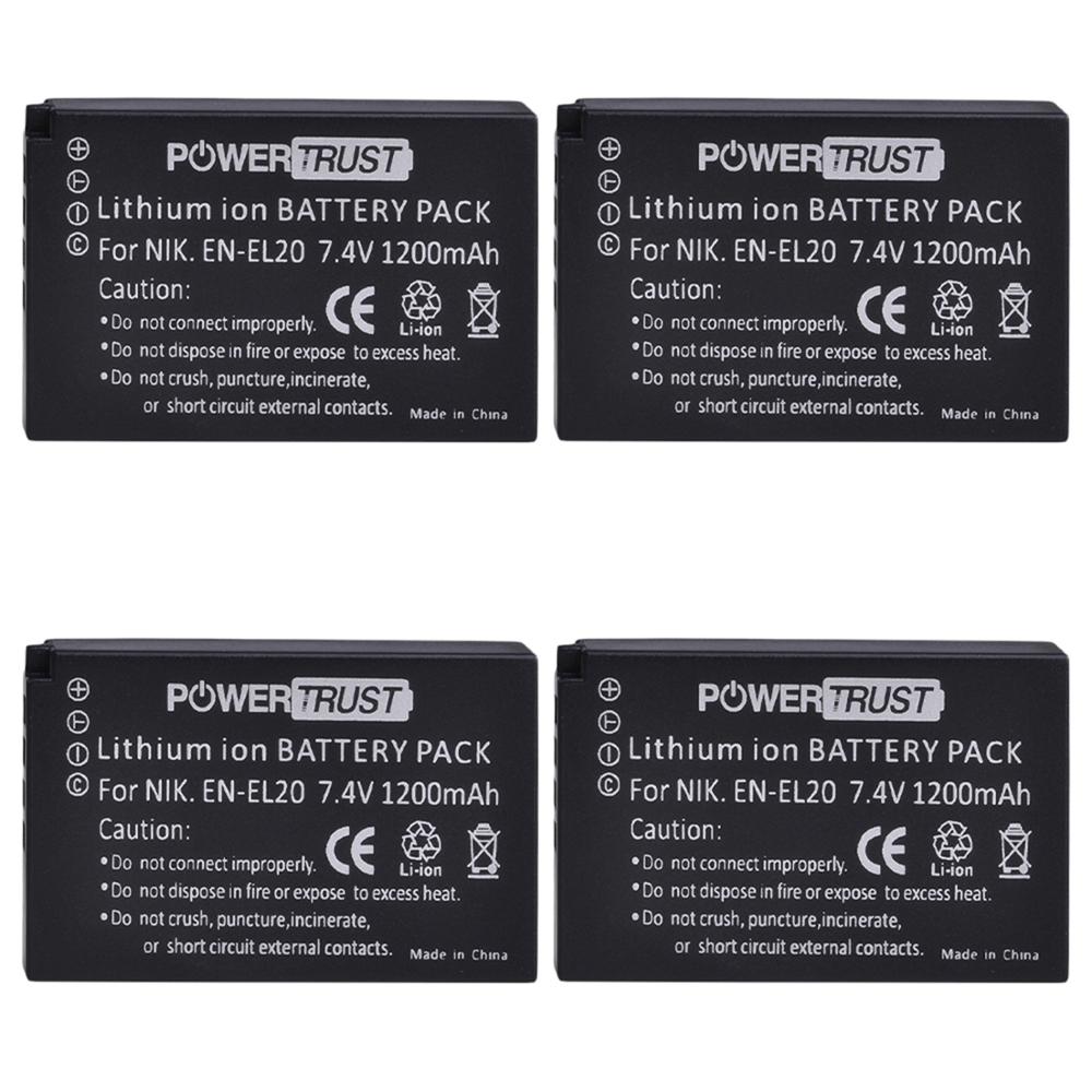 2 stk en -el20 en el20 enel 20 en el20a batteri og lcd dobbel lader for nikon coolpix  p1000 nikon 1 j1, j2, j3 nikon 1 aw1: 4 batterier