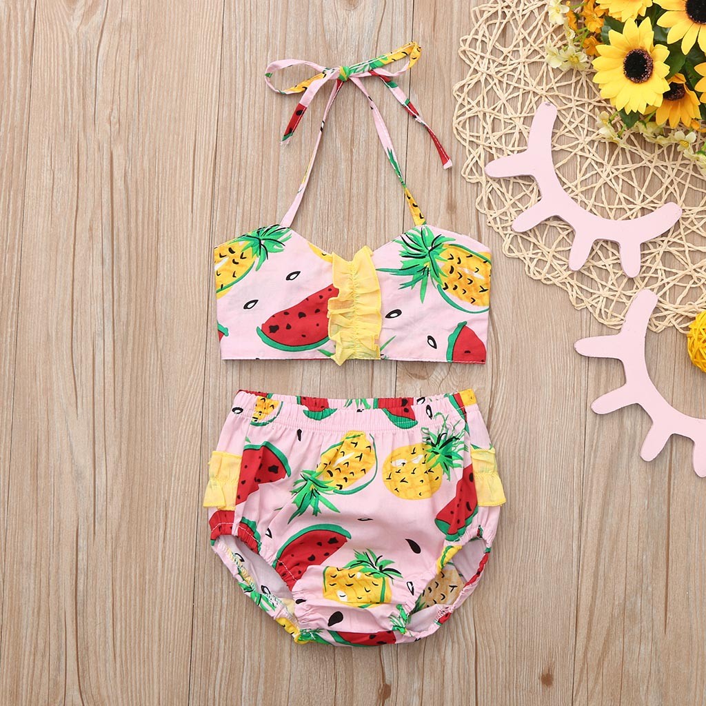 CHAMSGEND Kinder Kinder Mädchen Bikini Strand Wassermelone Druck Badeanzug + Shorts Kleinkind Bademode Set Bebek Mayo 19MAY19 P35