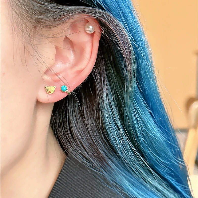 925 Sterling Zilver Geometrie Parel Stud Oorbellen voor Vrouwen Geavanceerde Ornament Ronde Bal Oorbel Bruiloft Bruid Piercing Sieraden