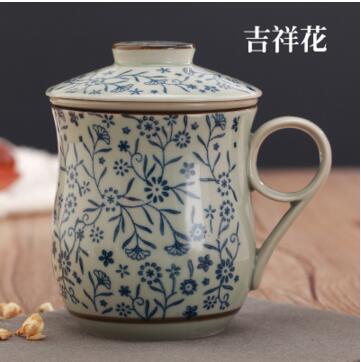Chip te kop håndmalet retro porcelæn personlig kop med låg med filtreret te lækager te kontor kopper: -en