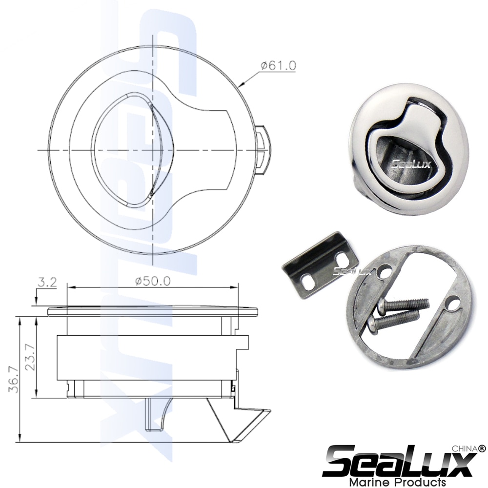 Sealux Round Flush Pull Slam Latch UV Stabilized Nylon for RV Boat Marine Deck Hatch Door Replacement