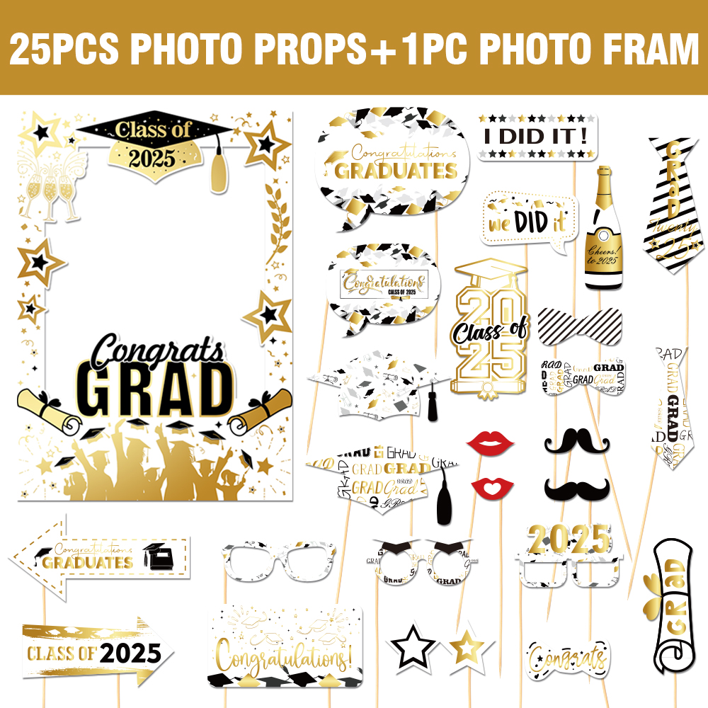 Class of Graduation Party Photo Booth Props Congrats Grad Graduation Photo Booth Frame Selfie Prop Graduation Party Decor: Deep Sapphire