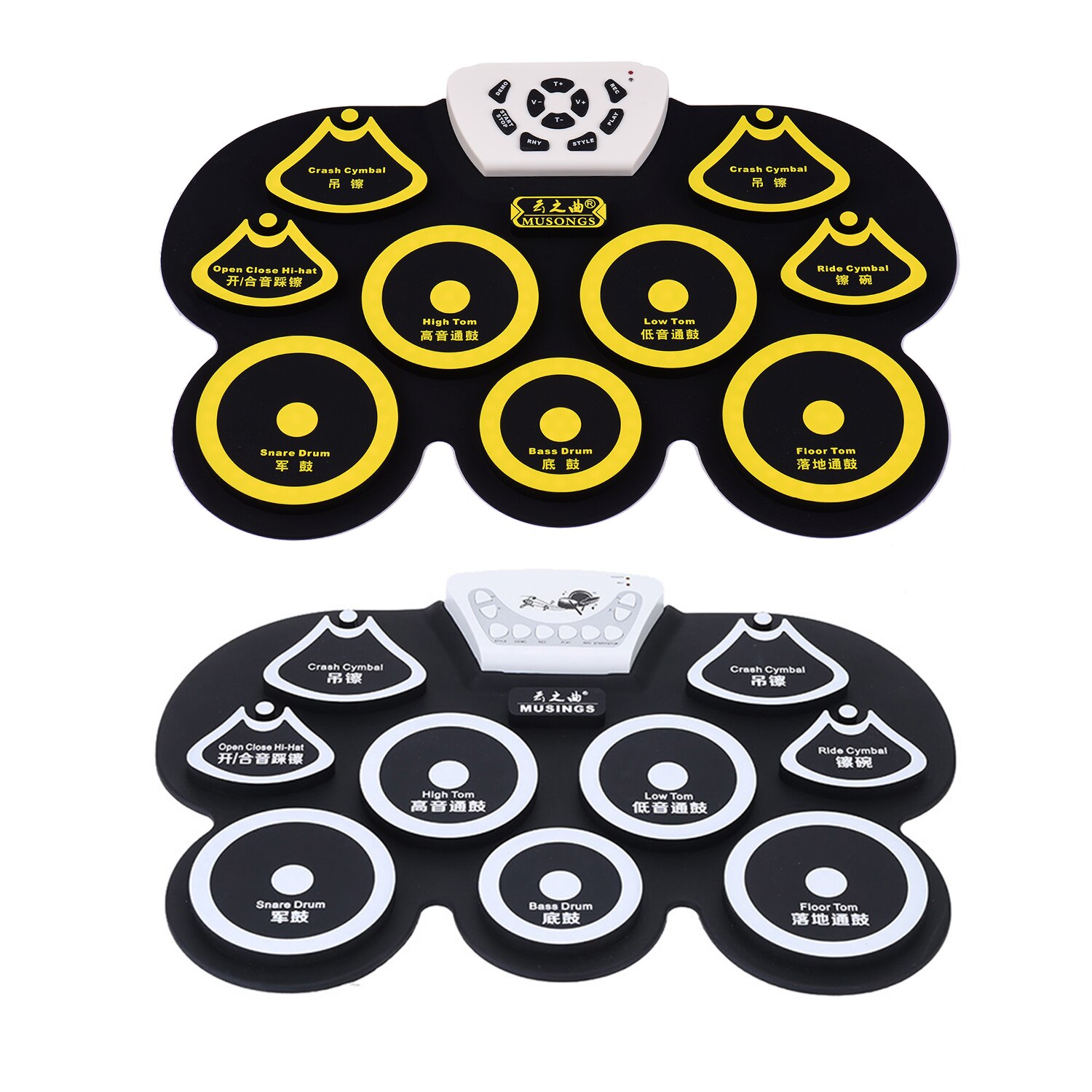 Electronic Drum Pad Kit Foldable Silicone Drum Portable Digital USB Drum with Stick and Foot Pedal