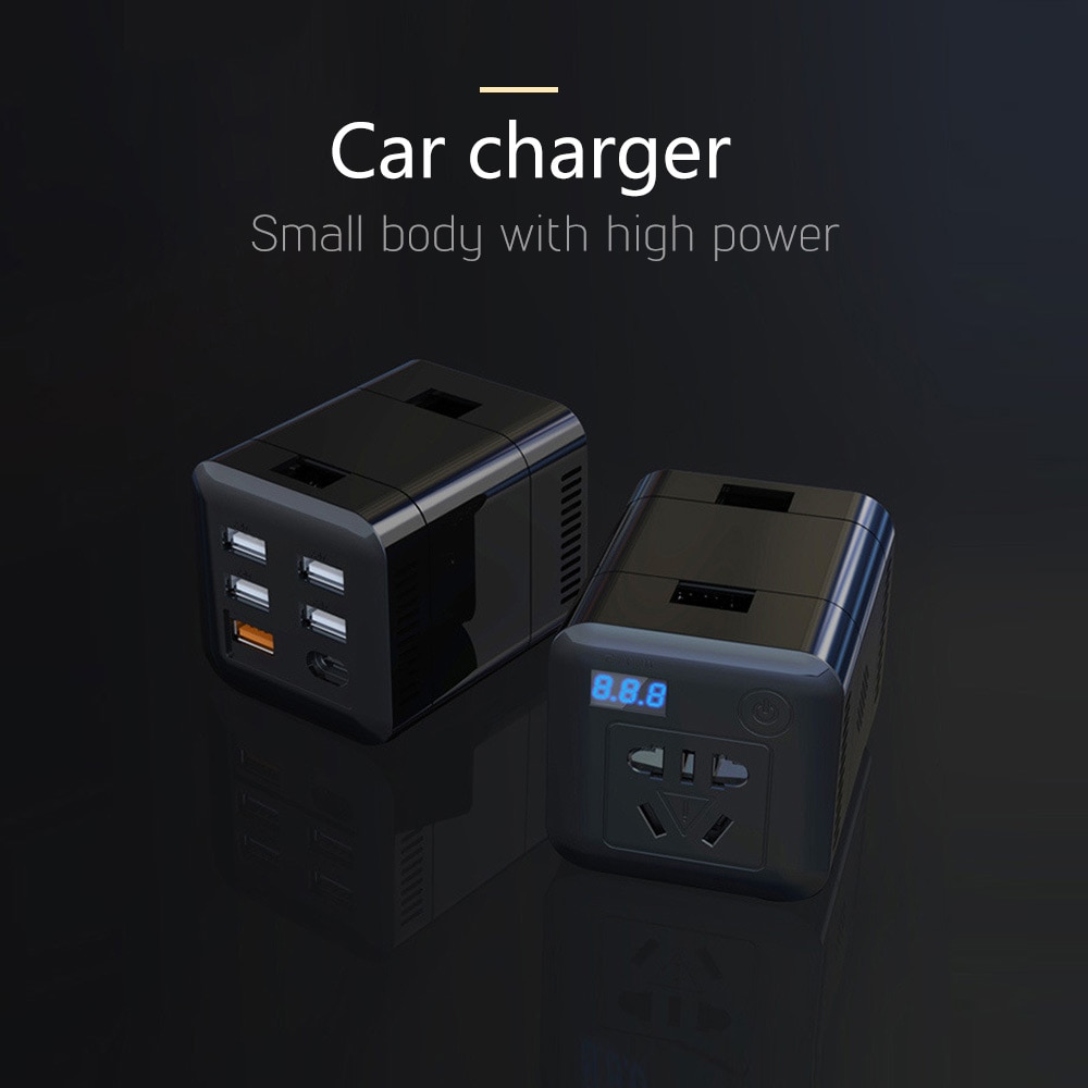 Aoshike 100w omvormer 12 v 220 v spanningstransformator dc naar  ac 12v to 220v stroomomvormer met 4 usb autoladeradapters